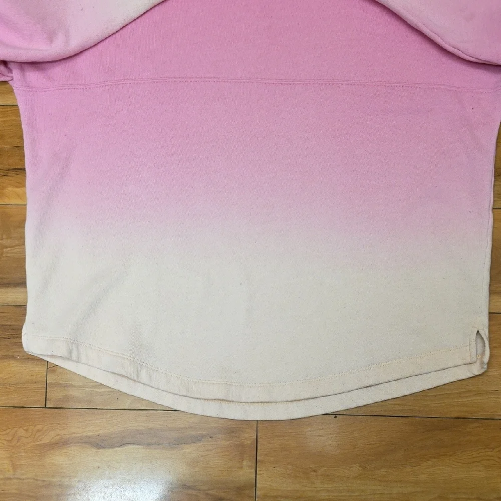 Victoria's Secret Pink Ombre Dip Dye Varsity Pullover Fleece Bubblegum Peach M